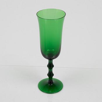 Simon Gate, a set of thirteen 'Salut' champagne glasses, Orrefors Sandvik, mid 20th Century.