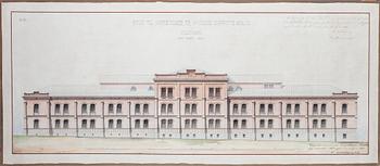 ARKITEKTRITNING, akvarell, daterad 27 april 1882 i Helsingfors.