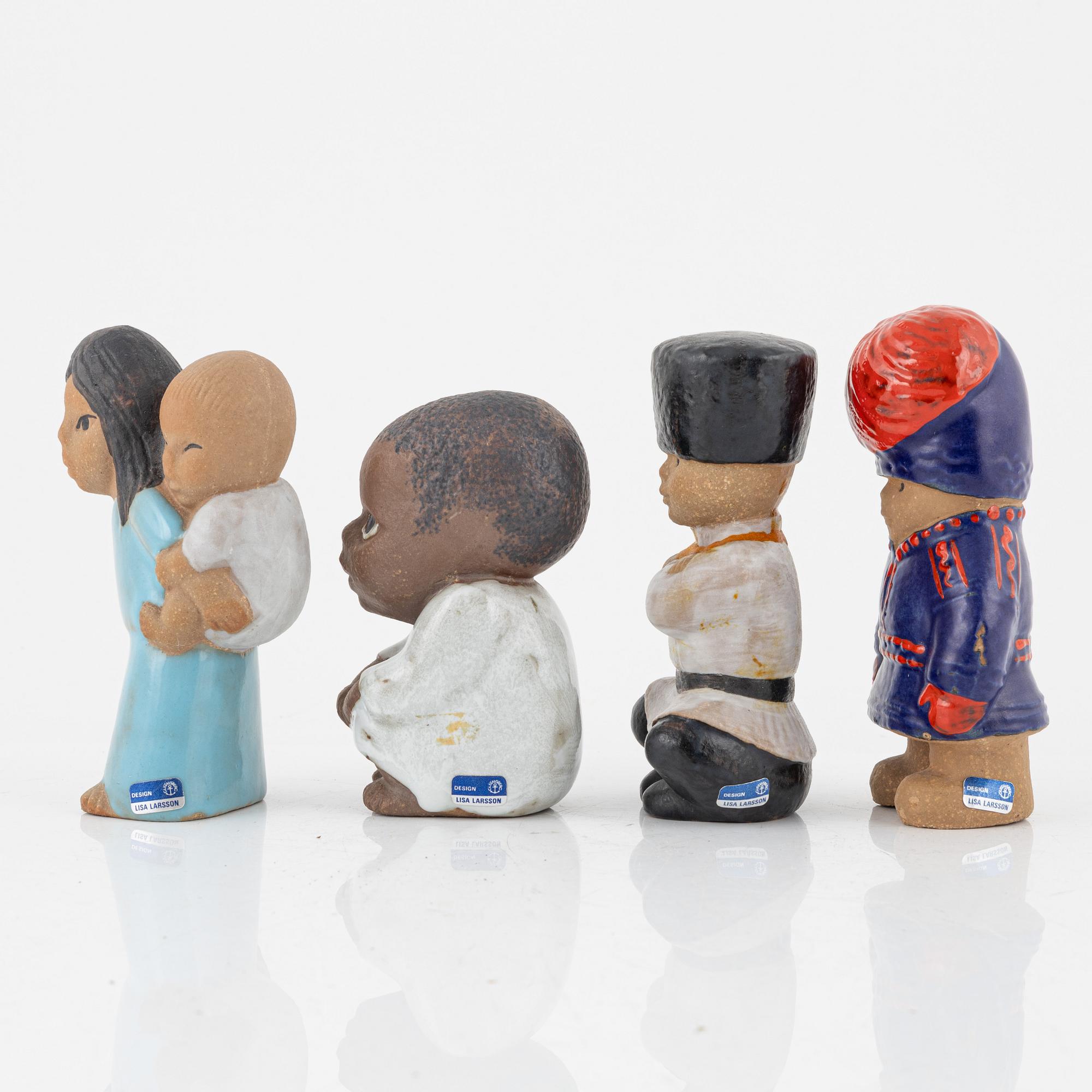 Lisa Larson, a set of four figurines, earthenware, Gustavsberg, Sweden.