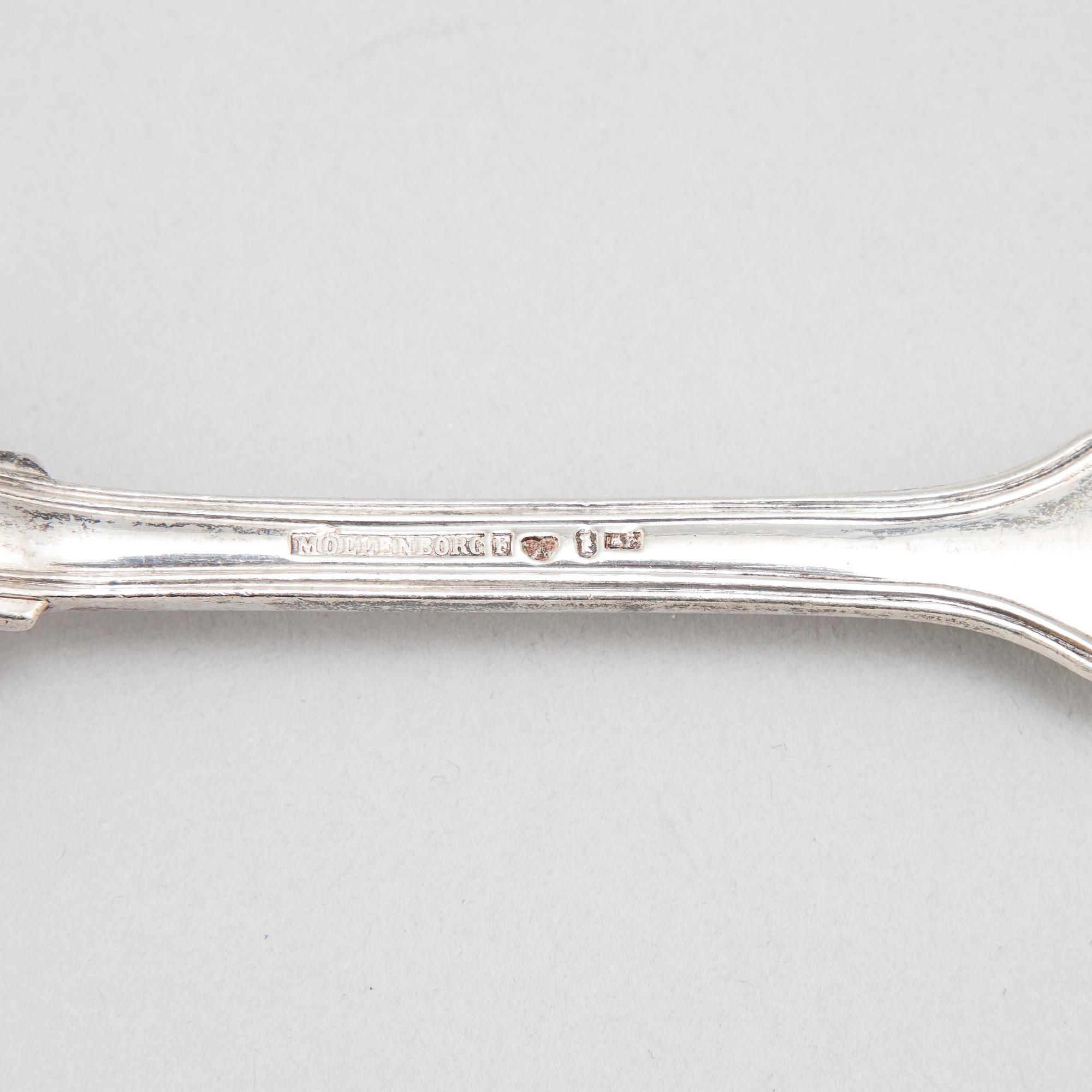 6+6 silver cutlery, some with mark of Gustaf Möllenborg, Stockholm 1866.
