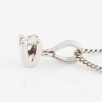 Pendant, 18K white gold with a small brilliant-cut diamond and chain.