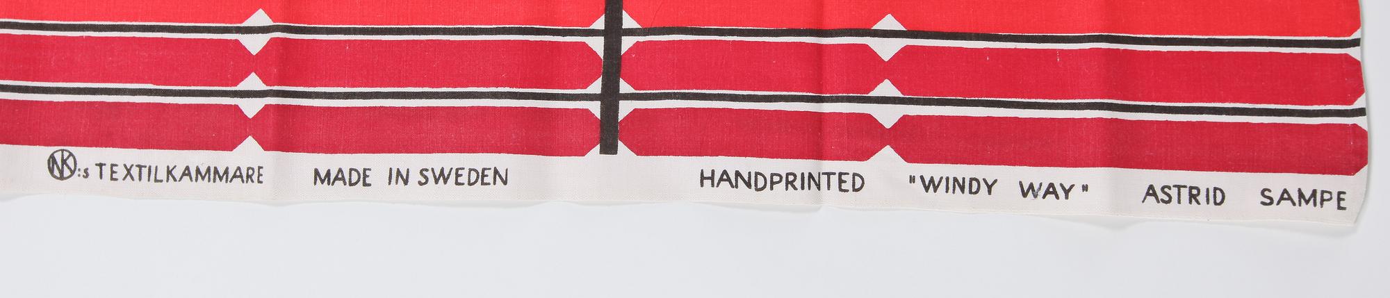 DUK, "Windy Way", Astrid Sampe, NK:s textilkammare, 1950-tal.