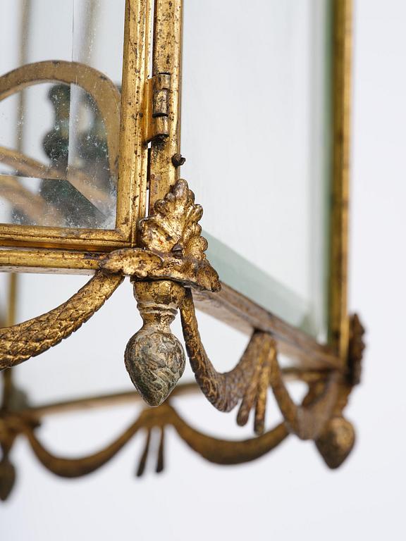 A fine Swedish rococo gilt-brass four-light lantern, Stockholm, later part of the 18th century.