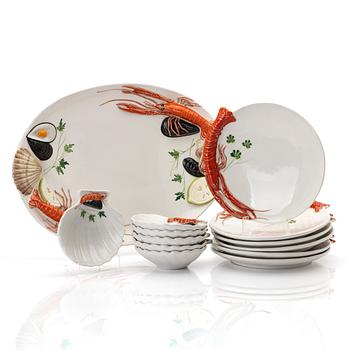 Dinner service, 13 pieces, ceramic, V.B.C. Cre Art, Treviso, Italy.