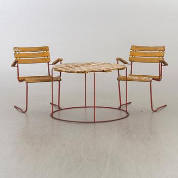 TRÄDGÅRDSSTOLAR, FÅTÖLJ SAMT BORD, Bjärnum, 1900-talets mitt.