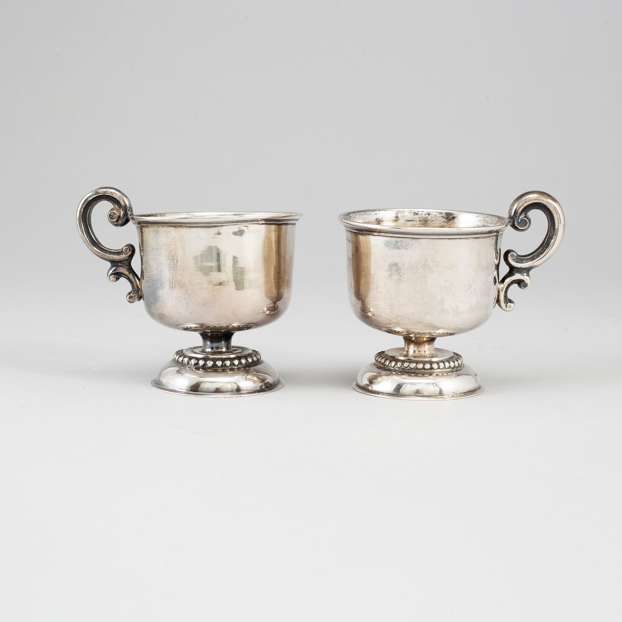 GUSTAF MÖLLENBORG, 6 swedish silver punch cups, Stockholm 1876.