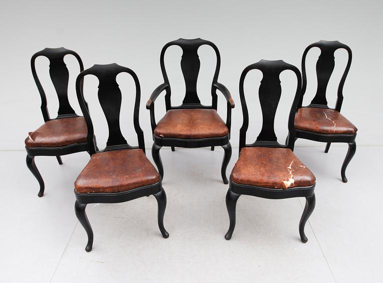 STOLAR, 4 st OCH KARMSTOL, rokokostil, 1900-talets första hälft.