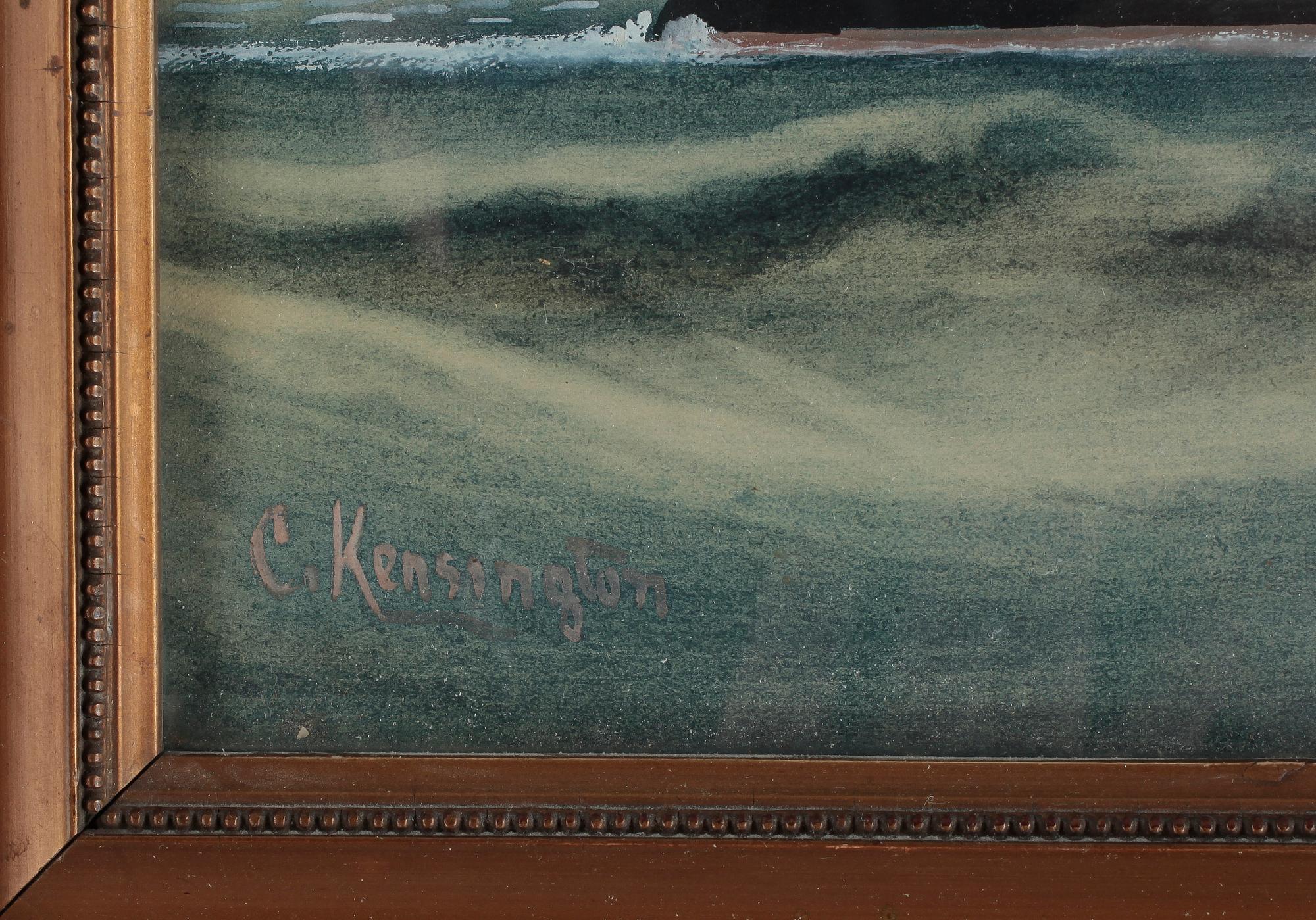 OKÄND KONSTNÄR, akvarell med täckvitt, bär sign C Kensington.