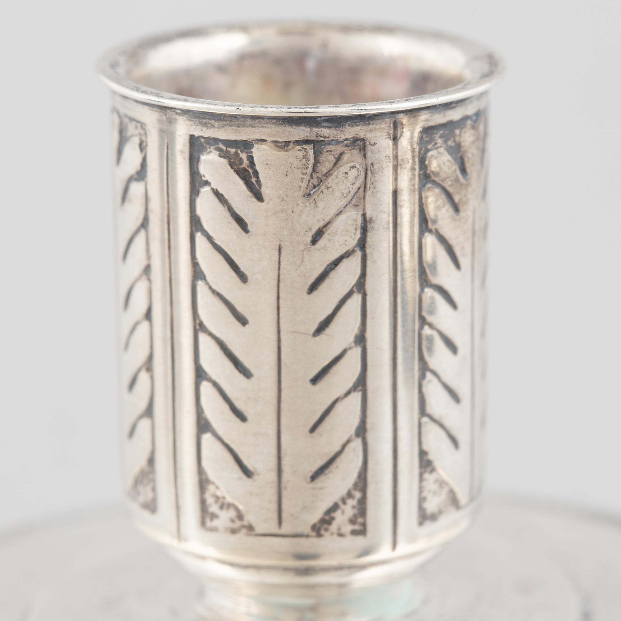 A pair of silver candlesticks, marks of W.A. Bolin, Stockholm, Sweden 1941.