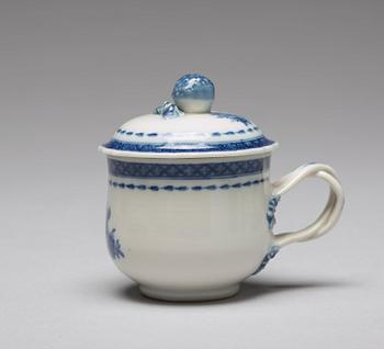 A set of nine blue and white custard cups with covers and a tray, Qing dynasty, Jiaqing (1796-1820).