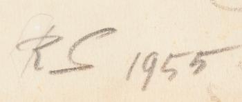 REIDAR SÄRESTÖNIEMI, blyertsteckning, signerad RS och daterad 1955.