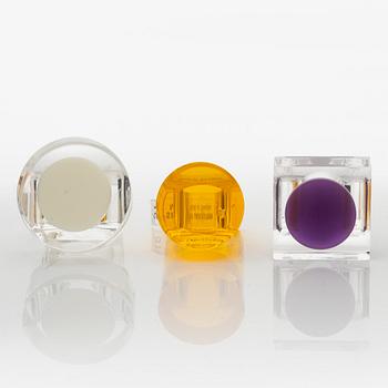 Siv Lagerström, three acrylic plastic rings, 1970s.