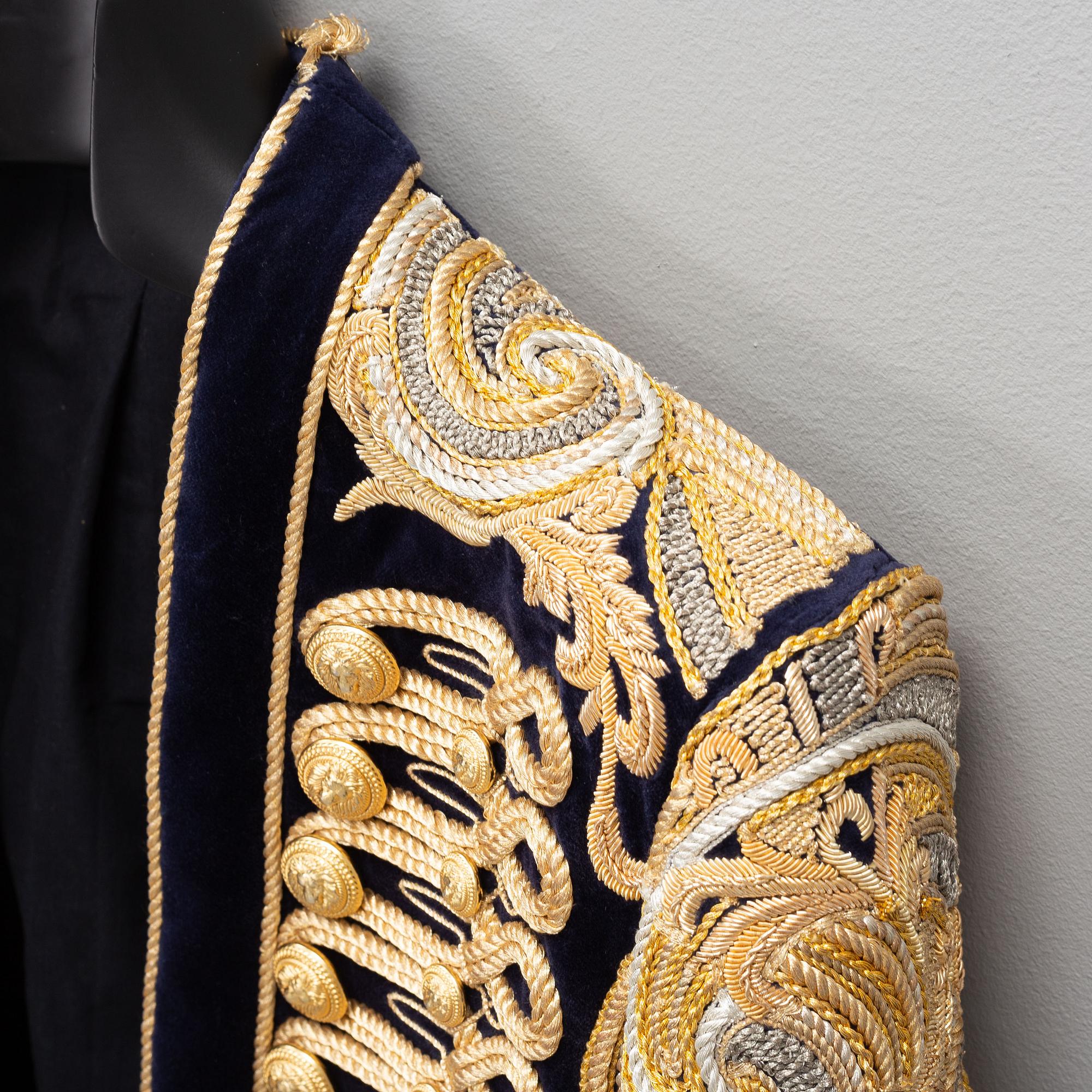 Balmain, a highly decorated velvet jacket, French size 48.