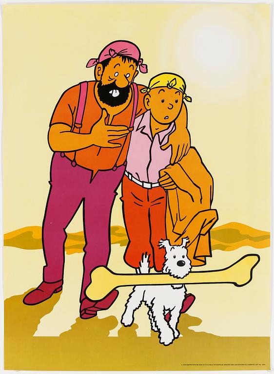 AFFISCHER, Tintin, 4 st, utgivna och daterade 1970, Les editions du lombard, Inspiration AB.