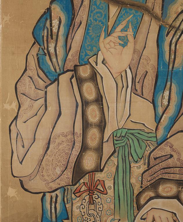 A hanging scroll, ink and color on paper, Qing dynasty.