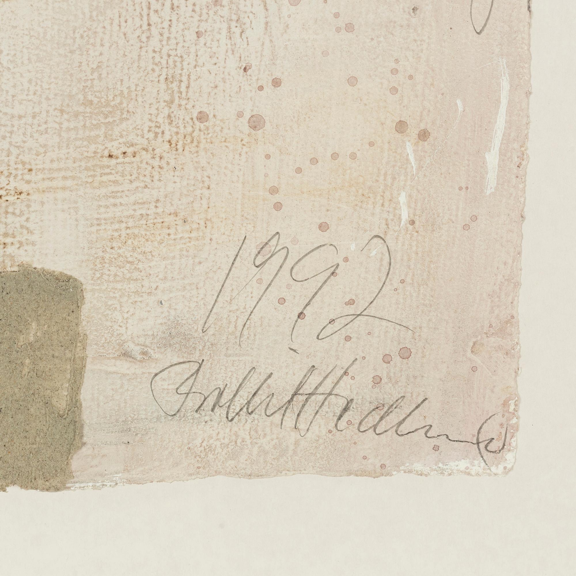 Bodil Hedlund, collage, signed and dated 1992.