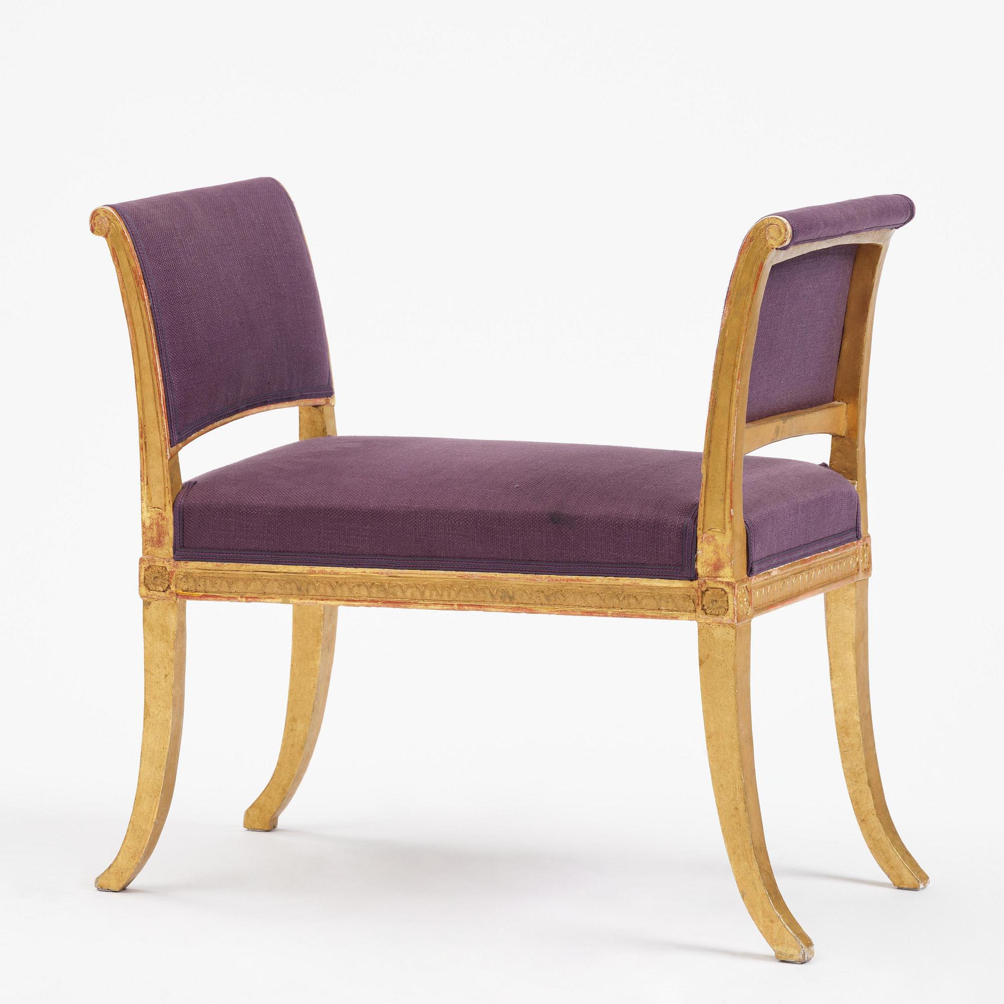 A late Gustavian giltwood stool, Stockholm, late 18th century.