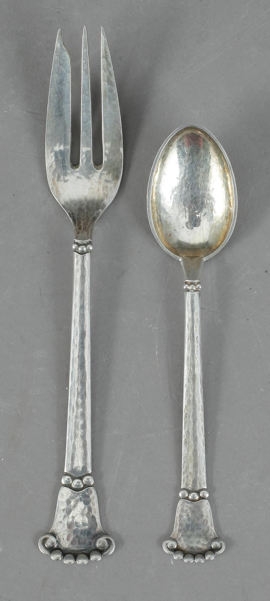 PARTI SILVERBESTICK, 25 delar, Johan Ernst, Assens, Danmark, total vikt ca 427 gram.