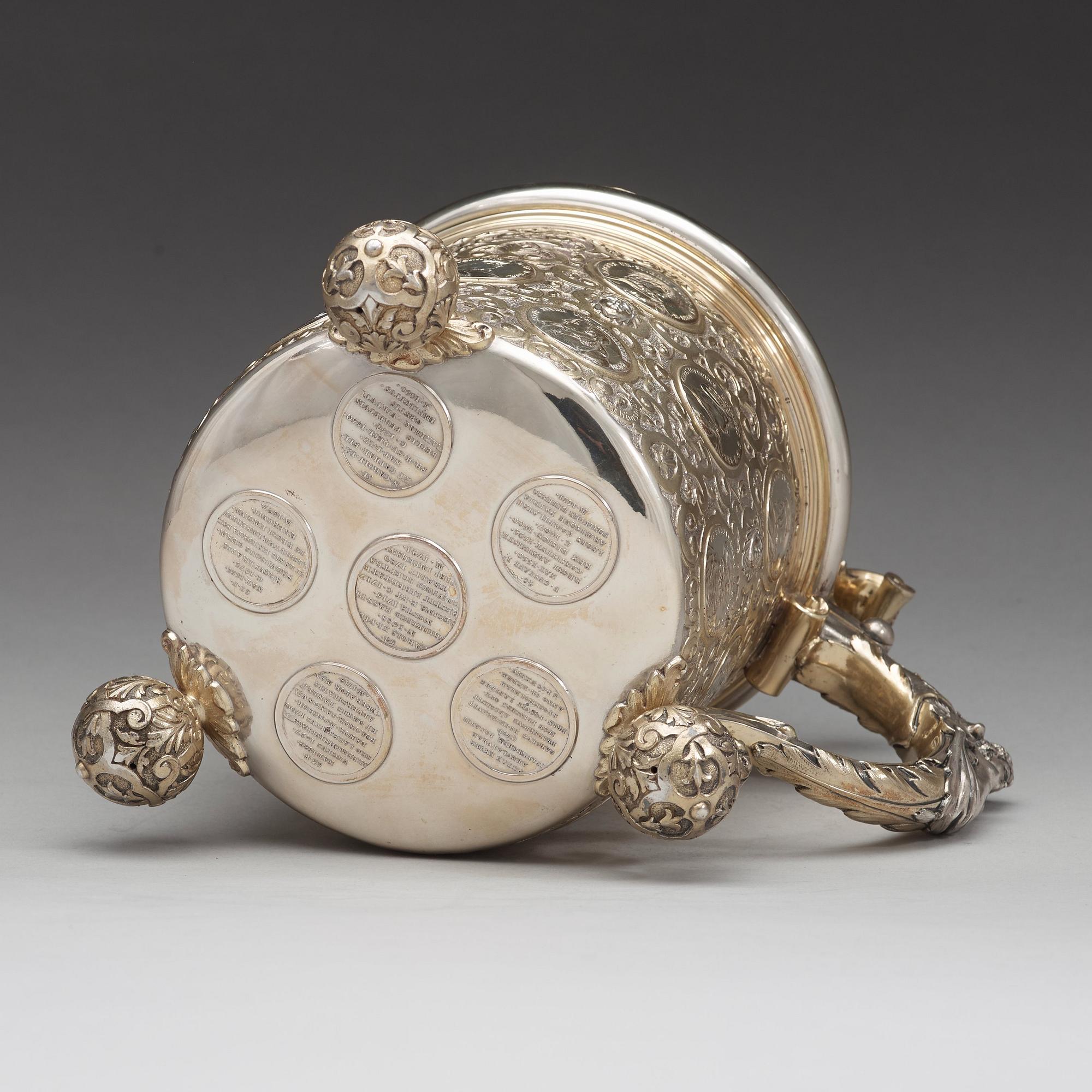 GUSTAF MÖLLENBORG, Stockholm 1892, dryckeskanna, silver, barock-stil.