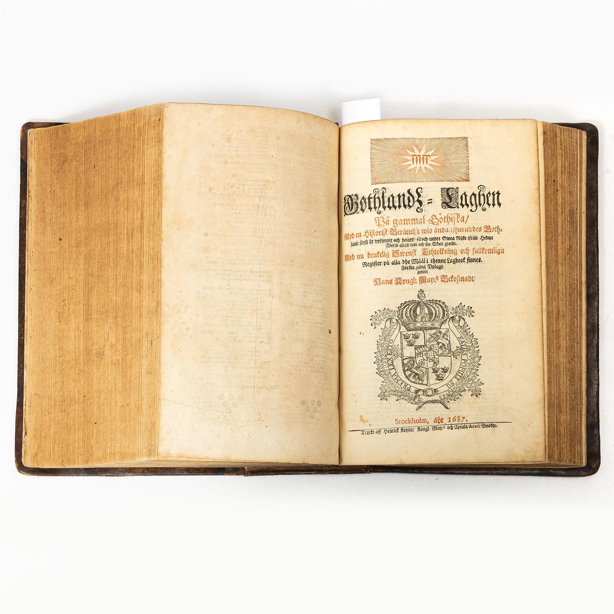 A Swedish law book from 1666 with the rare Björkö map.