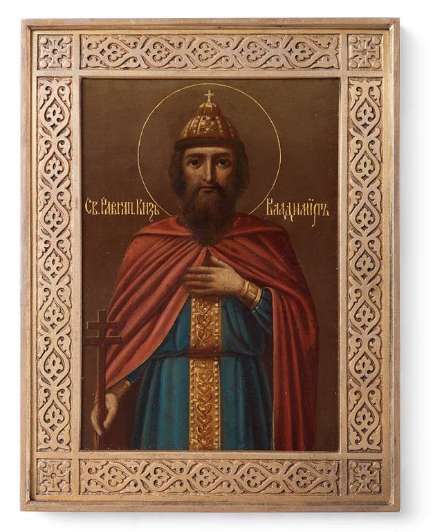 Ikon, Saint Vladimir. Firma Grachev, S:t Petersburg 1896.