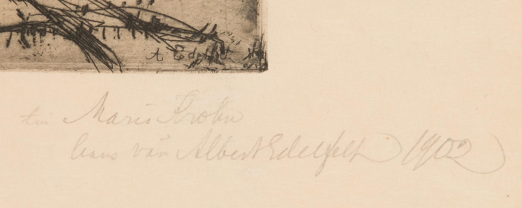Albert Edelfelt, etching, signed with dedication and numbered 1902.
