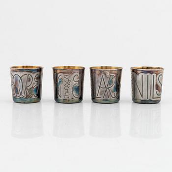 Sven Arne Gillgren, bägare, 12 st, silver, GAB, Stockholm, 1965.