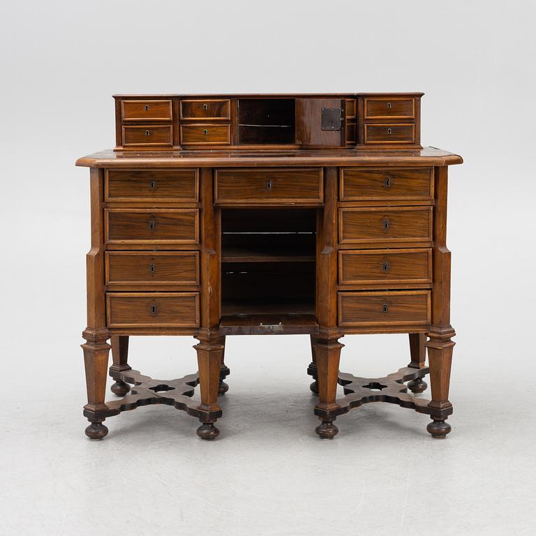 A late Baroque parquetry 'kneehole' desk, Stockholm, first part of the 18th century.