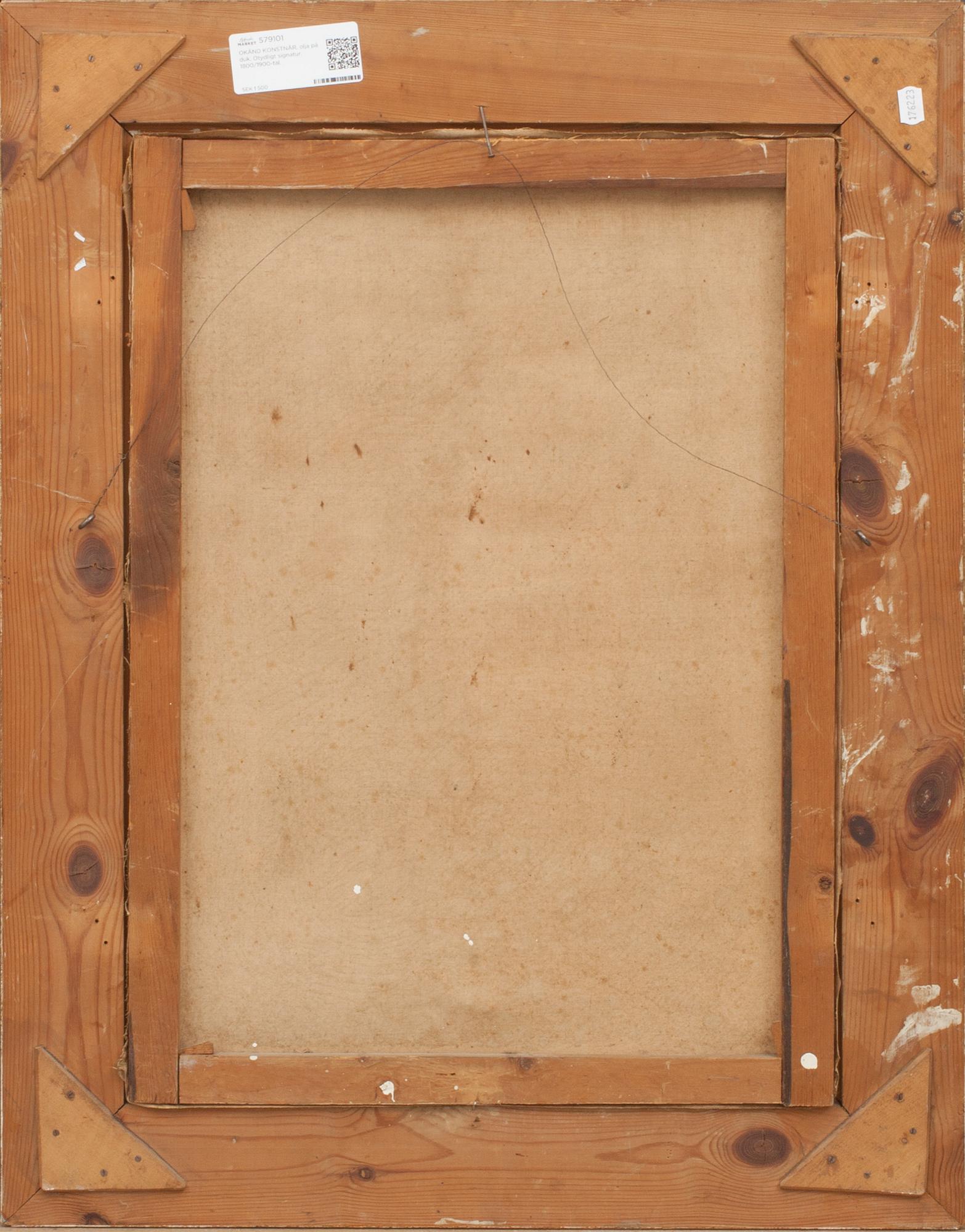 OKÄND KONSTNÄR, olja på duk. Otydligt signatur. 1800/1900-tal.