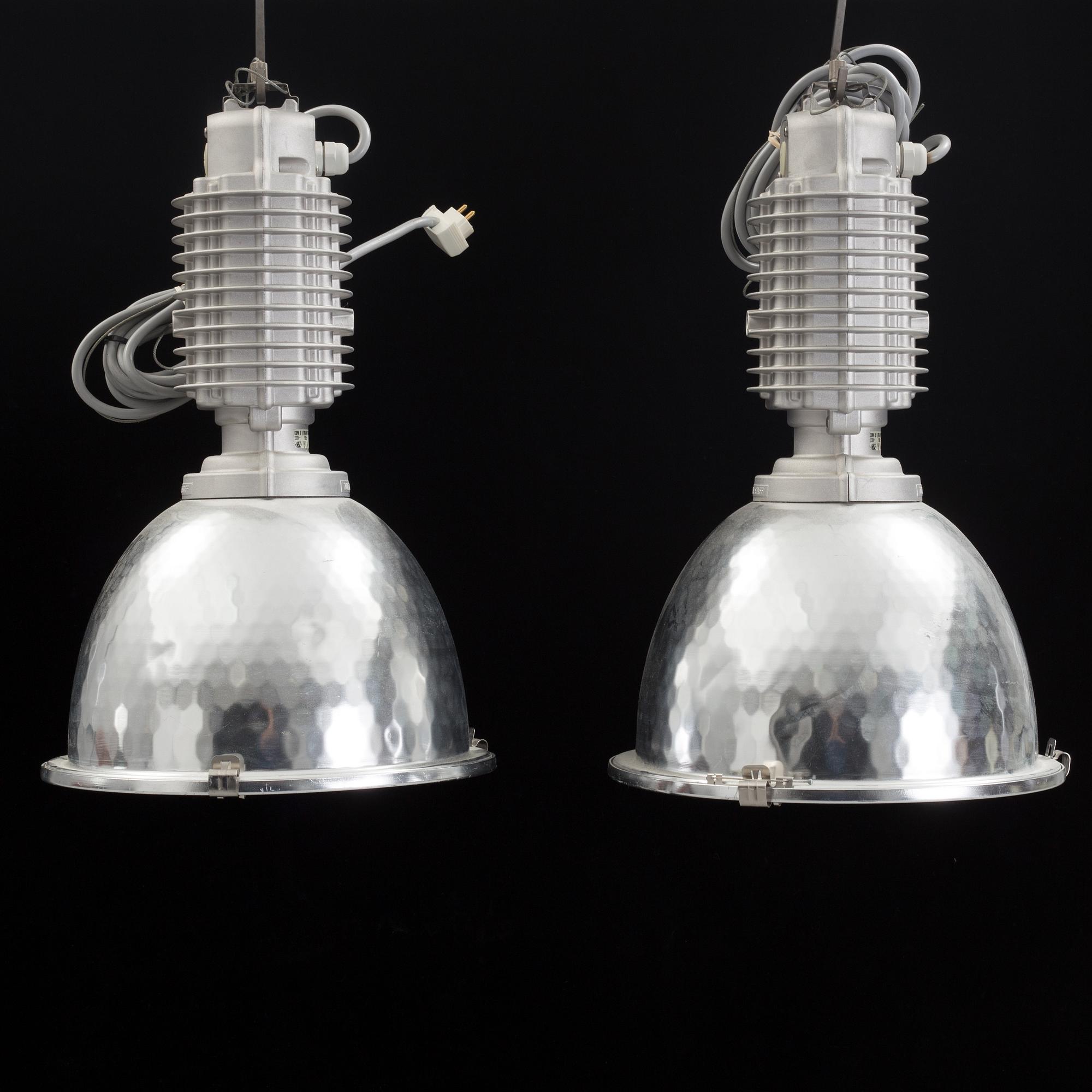 A pair of 20th century industrial ceiling lamp marked Zumtobel Staff.