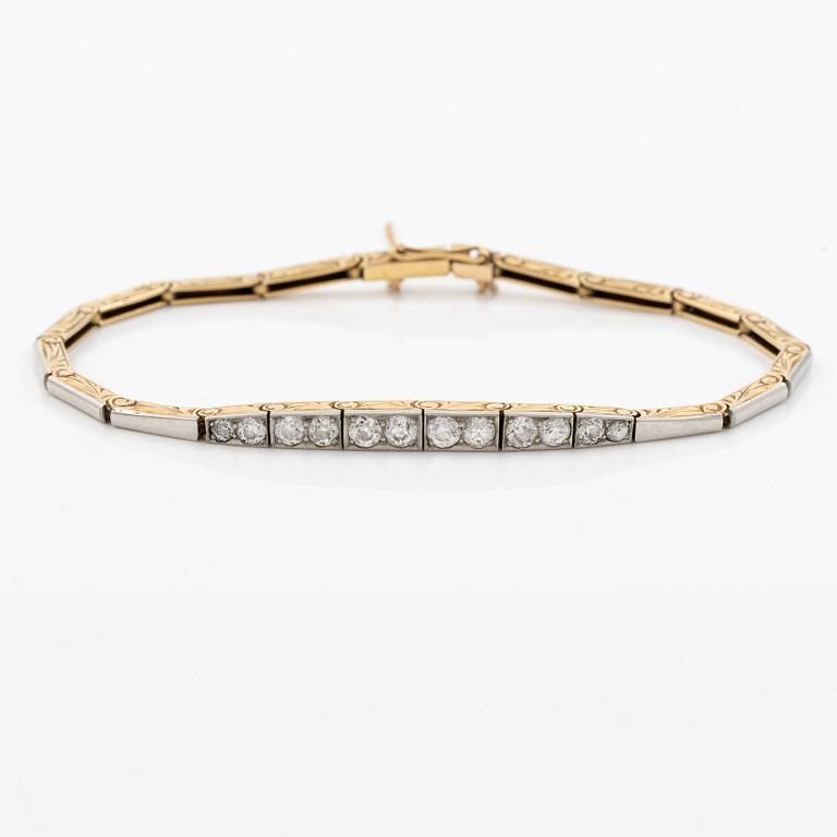 Bracelet, 14K gold with old-cut diamonds.