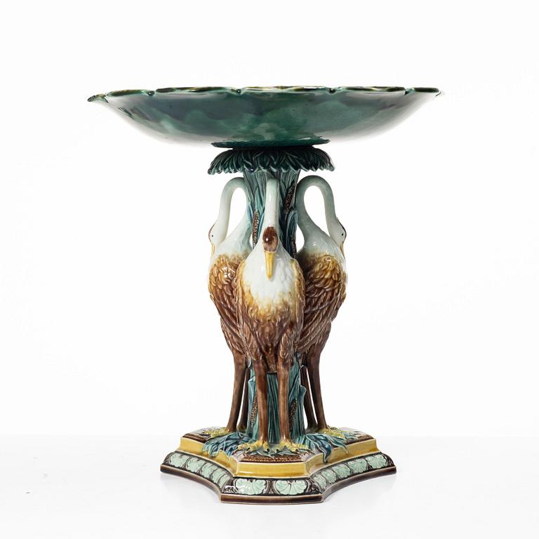 A  Swedish cream ware/maijolica center piece, Gustavsberg, 1884.