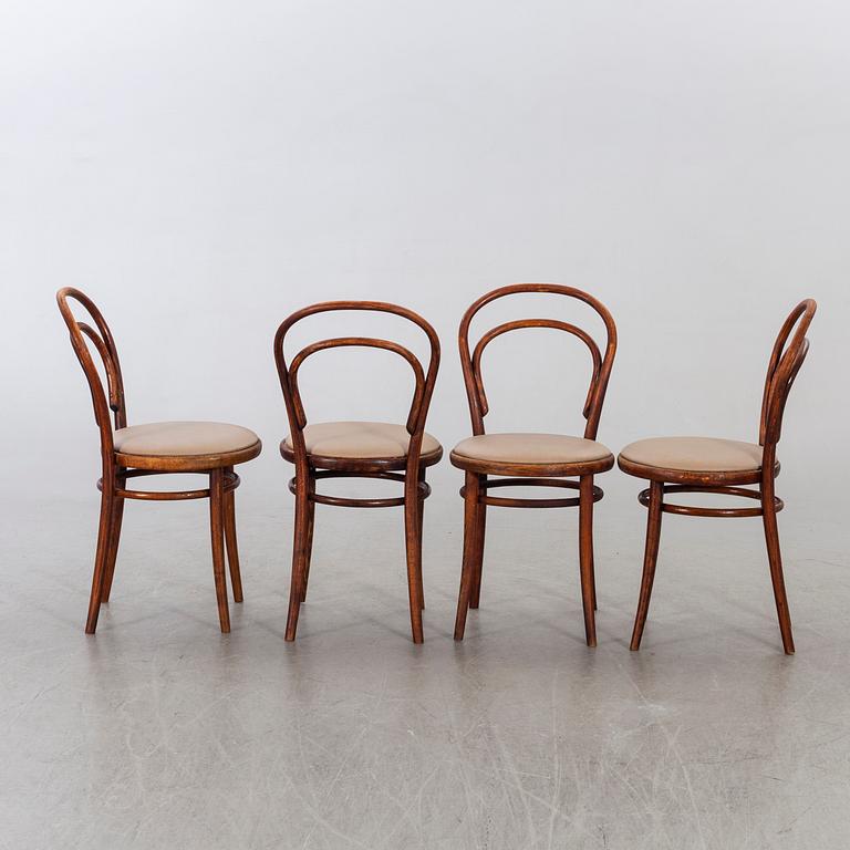 A SE OF FOUR BENTWOOD LIGNA CHAIRS FROM CZECHOSLOVAKIA.