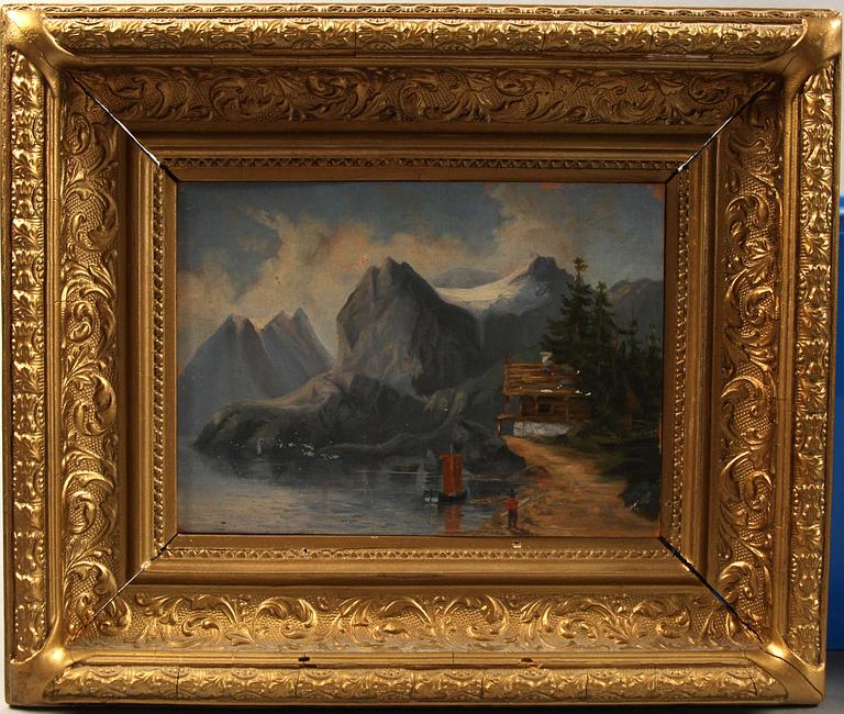 OKÄND KONSTNÄR, olja på papp, 2 st, 1900-talets början.