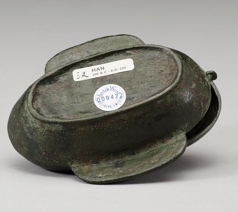 A ritual bronze drinking vessel, Han dynasty (206 BC - 220 AD).