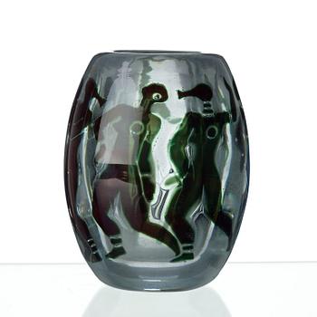 A Vicke Lindstrand 'graal' glass vase, Orrefors, Sweden 1937.