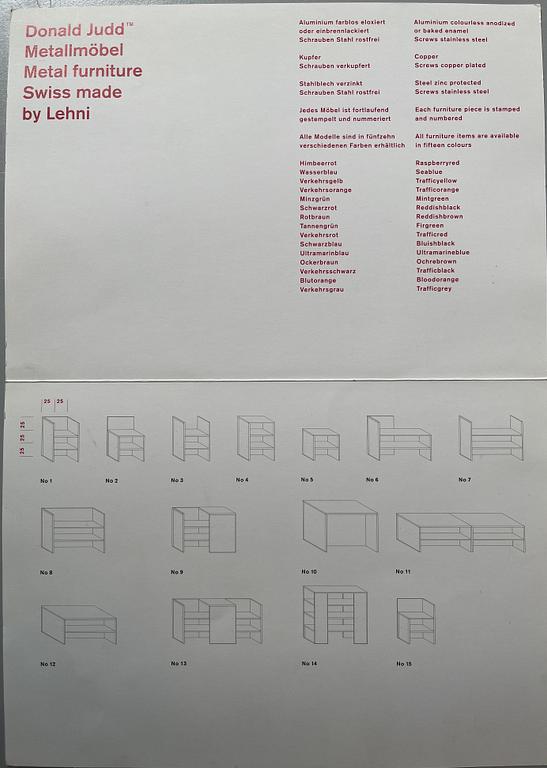Donald Judd, a "Corner Chair No 15", Lehni, Switzerland, 1989.