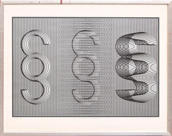 Sten Kallin & Sture Johannesson, färgserigrafi, signerad och numrerad HE IX/XXV, 1975.