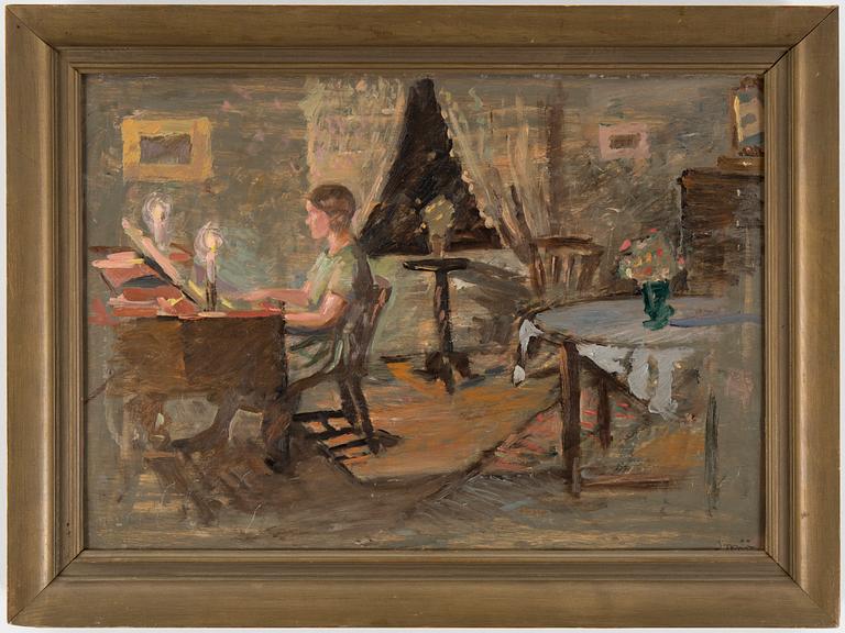 HJALMAR STRÅÅT, olja på pannå. Signerad.