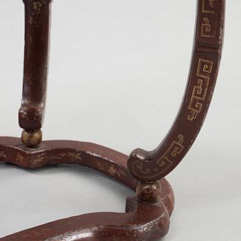 A red and gold lacquer stool, Qing dynasty presumably 18th century.
