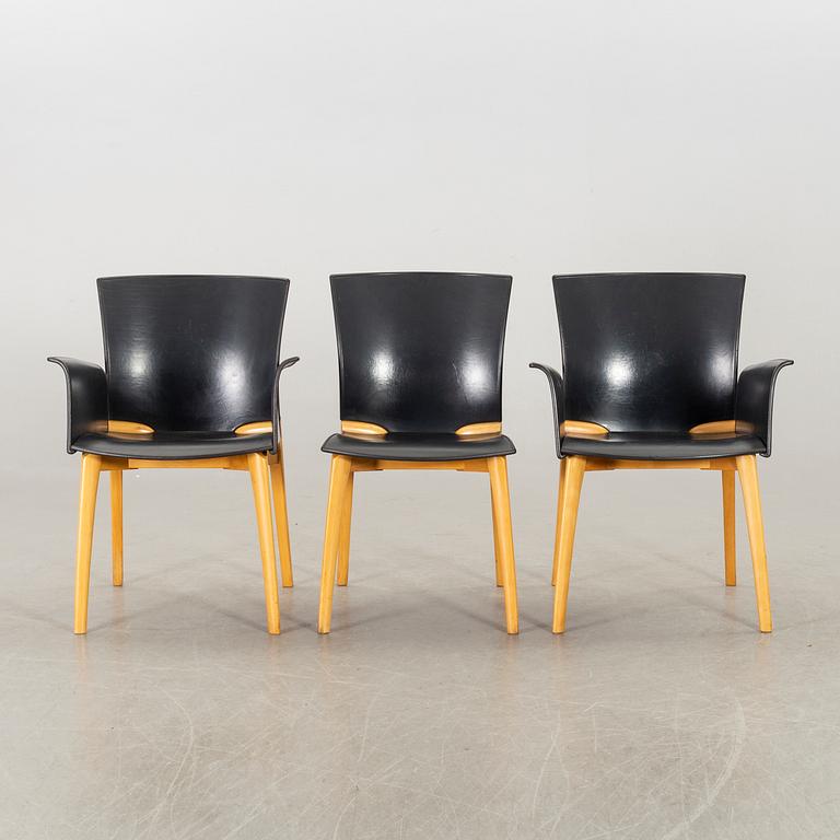 CASSINA, Josep Llusca, "Cos", set of two armchairs and one chair late 1900's.