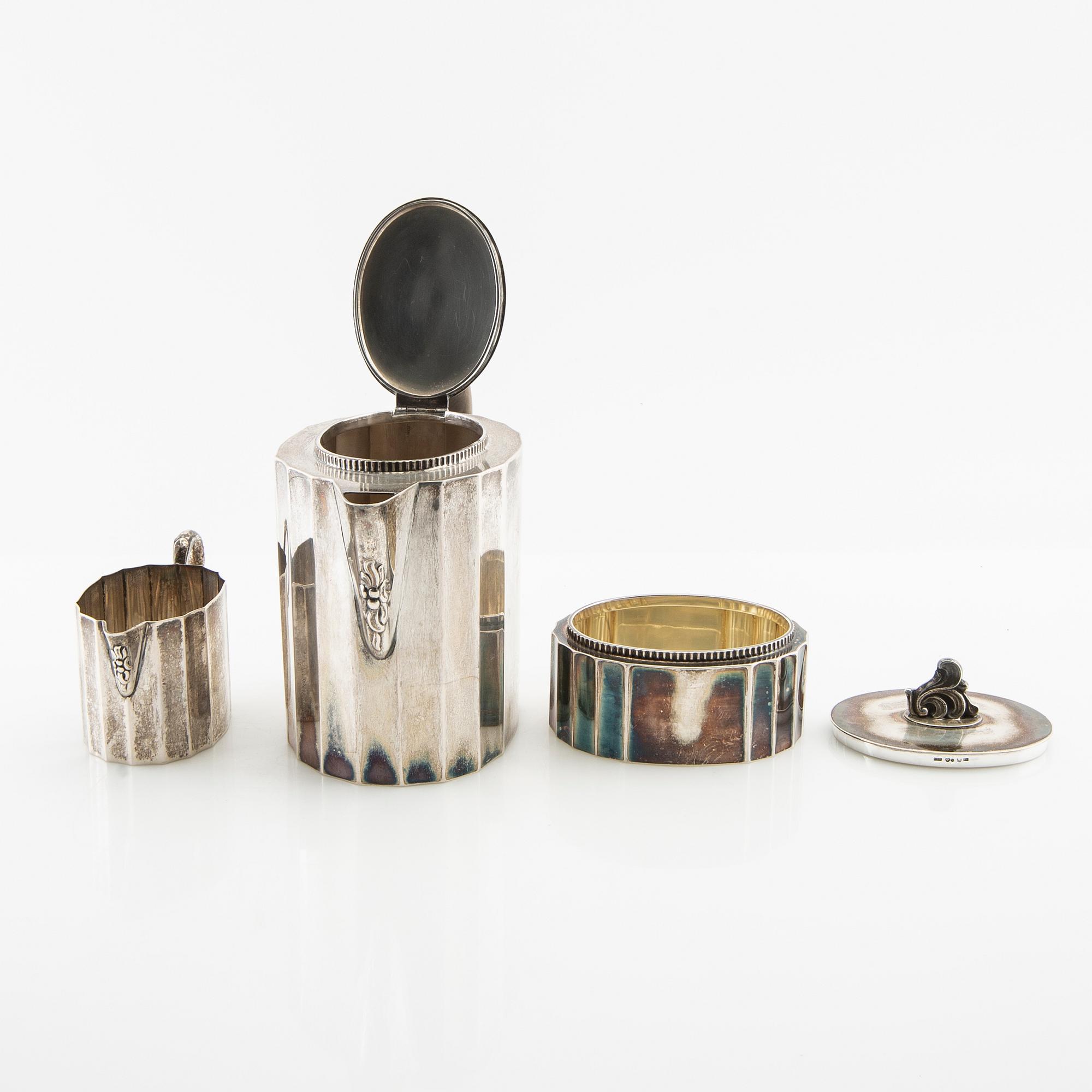 Kaffeservis 3 dlr silver, CG Hallberg Stockholm 1941.