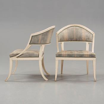 A matched pair of late Gustavian armchairs by Ephraim Ståhl, master 1794).