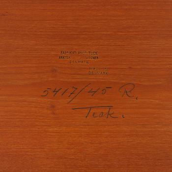 A mid 20th century teak serving trolley by Hans J Wegner, Andr. Tuck, Denmark.