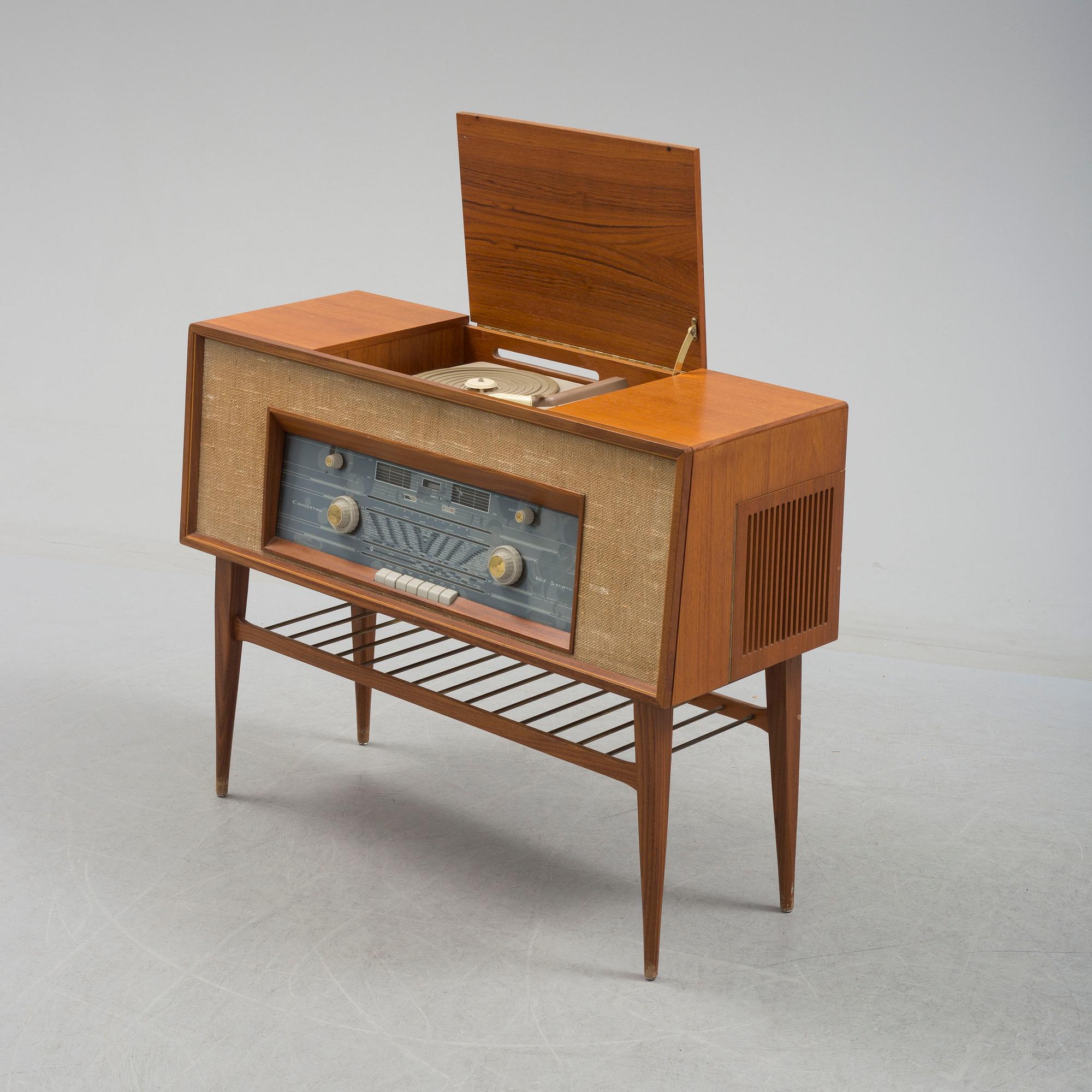 A teak radio gramophone 'Conserton Boston', Philips, 1950's.