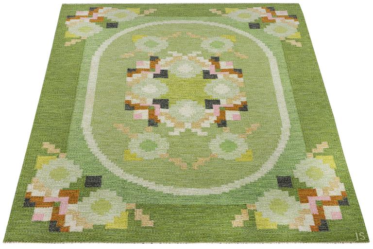 Ingegerd Silow, a flat weave carpet, signed IS, c. 230 x 170 cm.