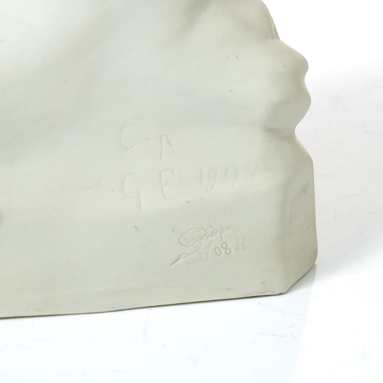 A biscuit porcelain sculpture, Gustafsberg, dated 1908.