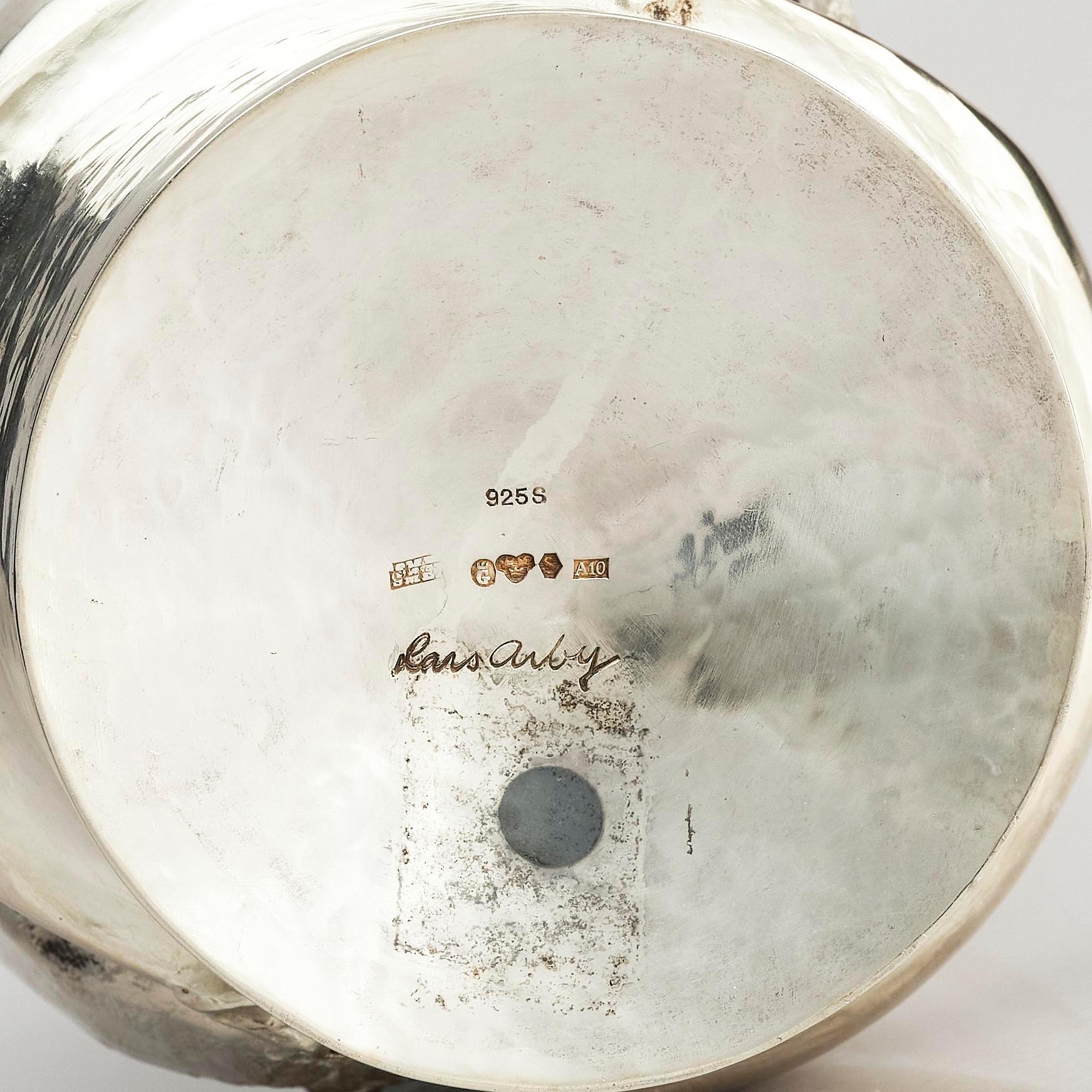 Lars Arby, a sterling silver and enamel vase, Gothenburg, Sweden 1975.