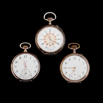 FICKUR, 3 st, herr, silver, tidigt 1900-tal.