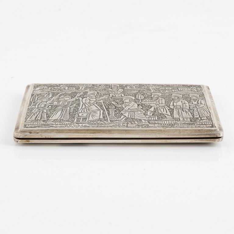 A silver cigarette case, Iran, first half of the 20th Century.